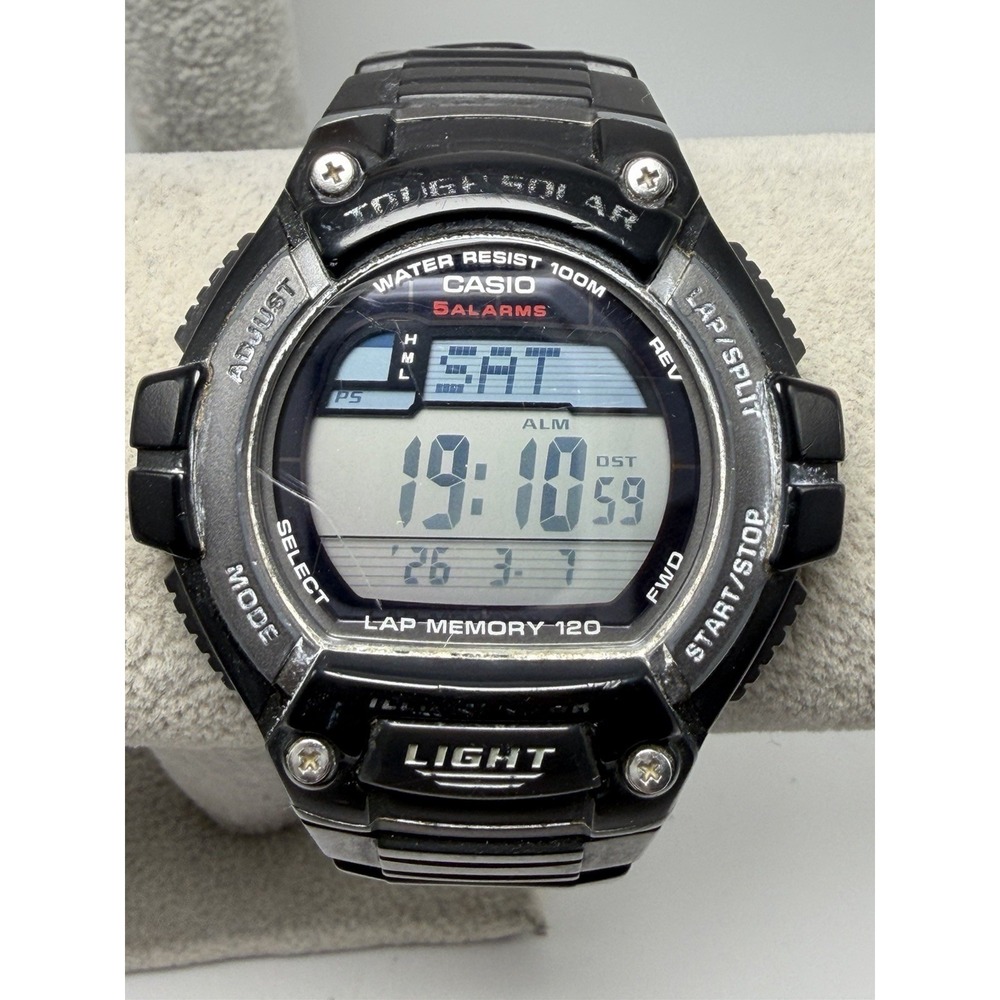 Casio W-S220‎ Mens Watch Tough Solar 45MM 8.5" Rubber Band Working